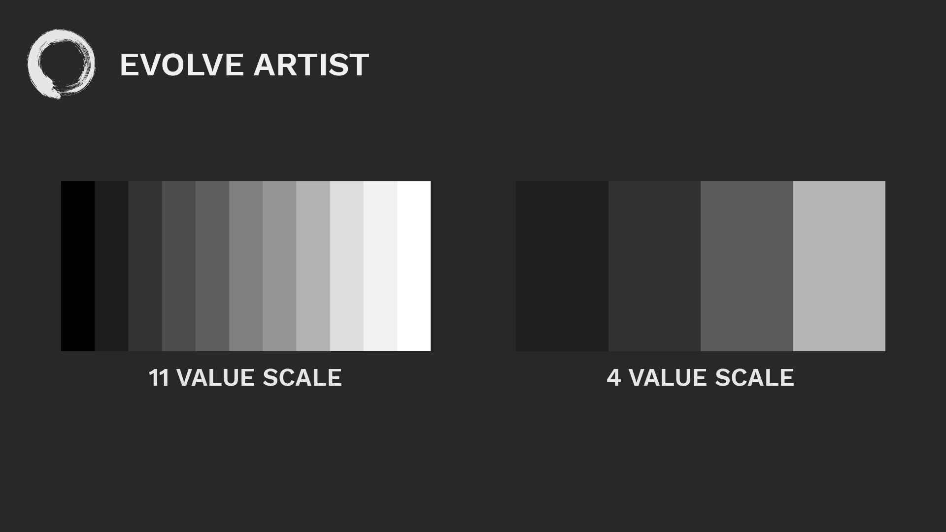 Evolve Artist uses a Four-Value Scale to simplify the path to get professional art skills