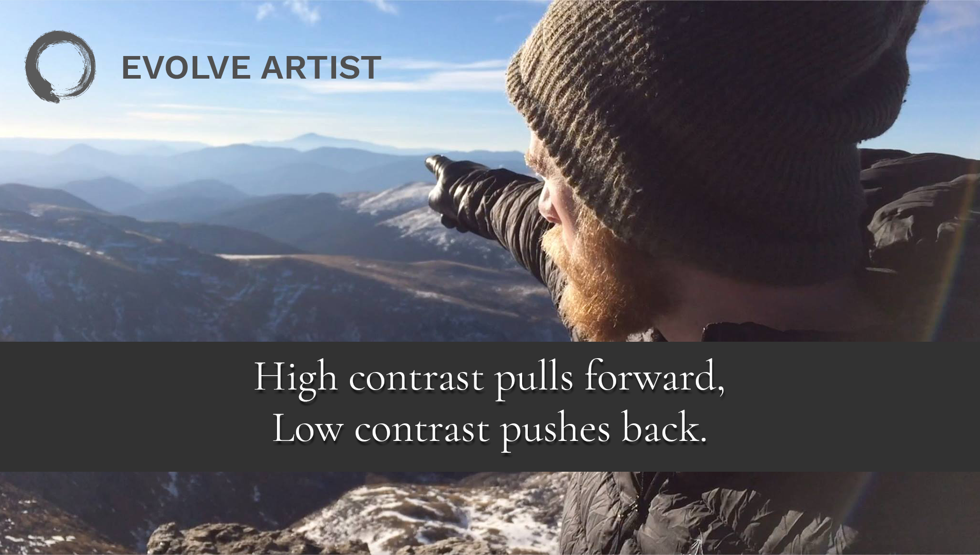 Photo shows that high contrast pulls forward and low contrast pushes back