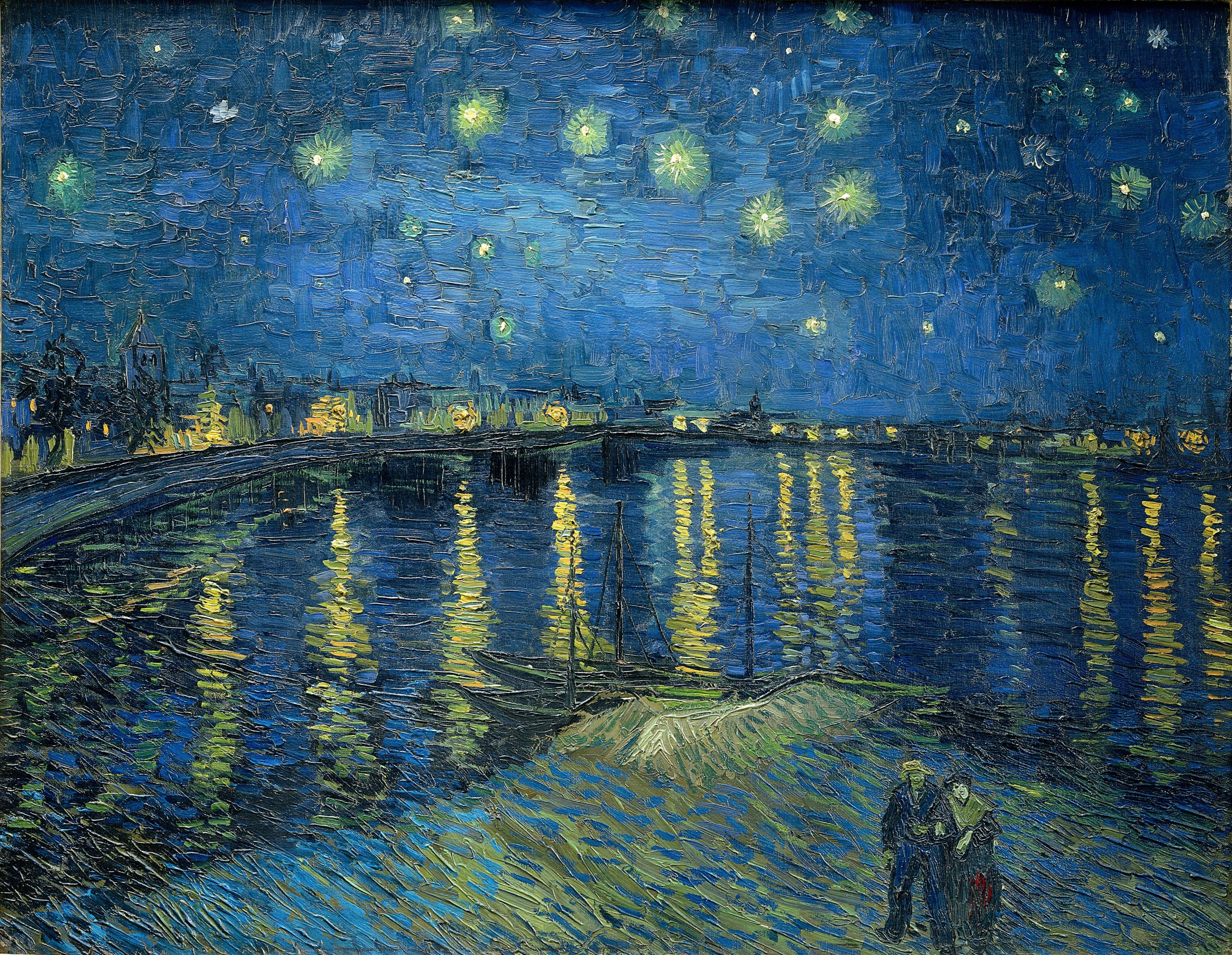 Starry Night Over the Rhone by Vincent van Gogh captures how light can capture movement in a painting.