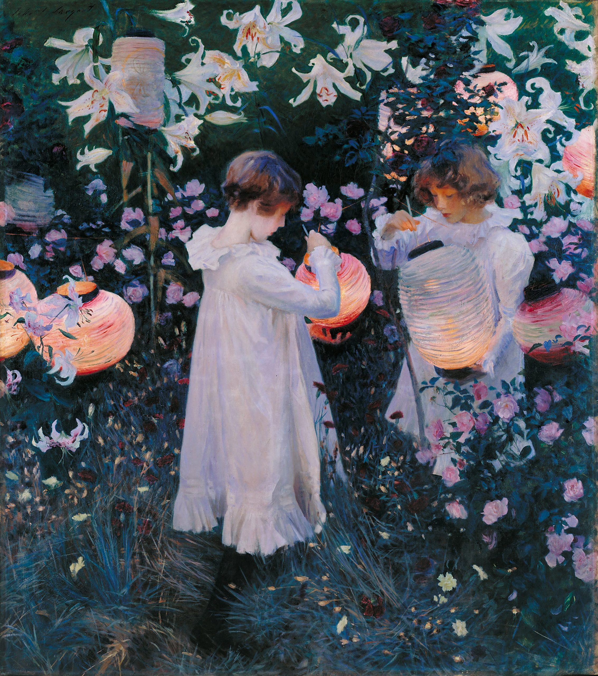 Carnation, Lily, Lily, Rose by John Singer Sargent. The structure of the faces capture the likeness of the subjects without the detail.