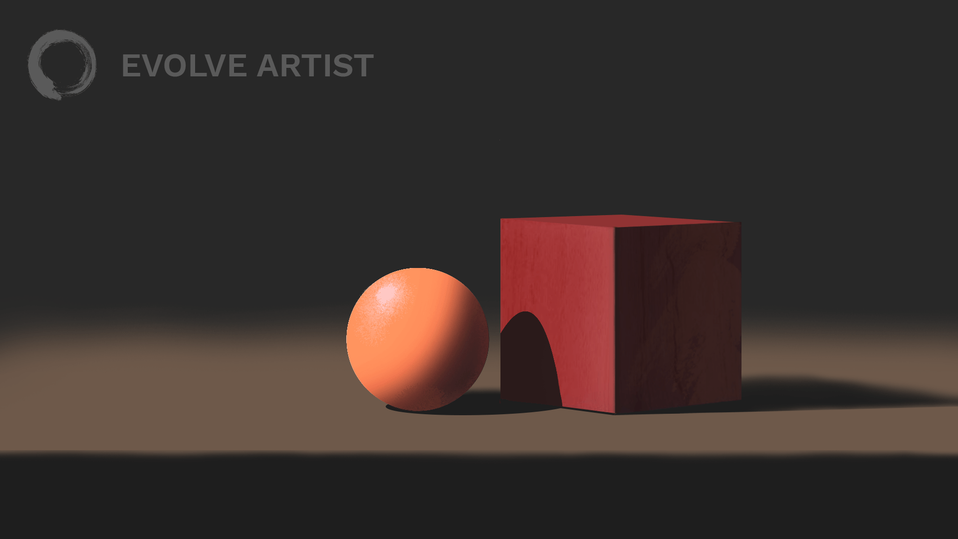 To approach a simple subject matter such as a ball and a cube, you begin by finding your values and edges. 
