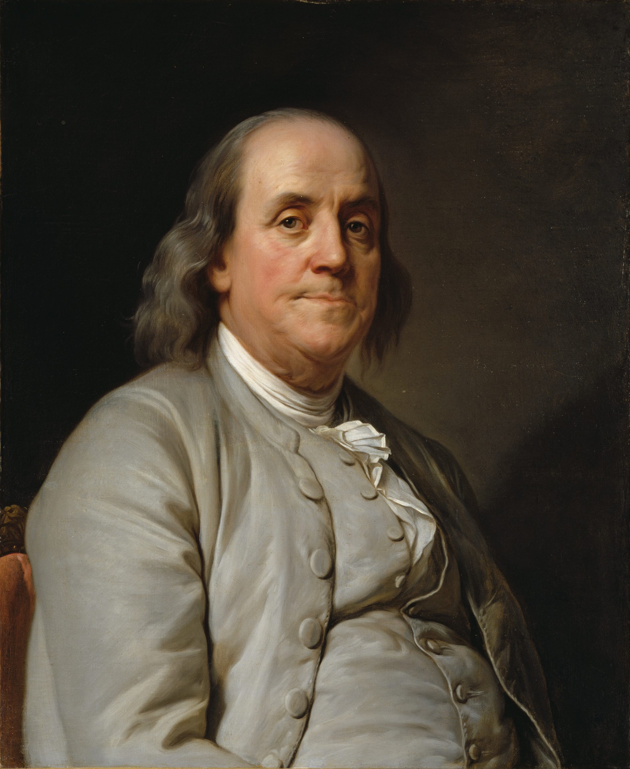 Benjamin Franklin's face was recognized widely before the invention of the photograph because of portraits like this by Joseph Siffred Duplessis.