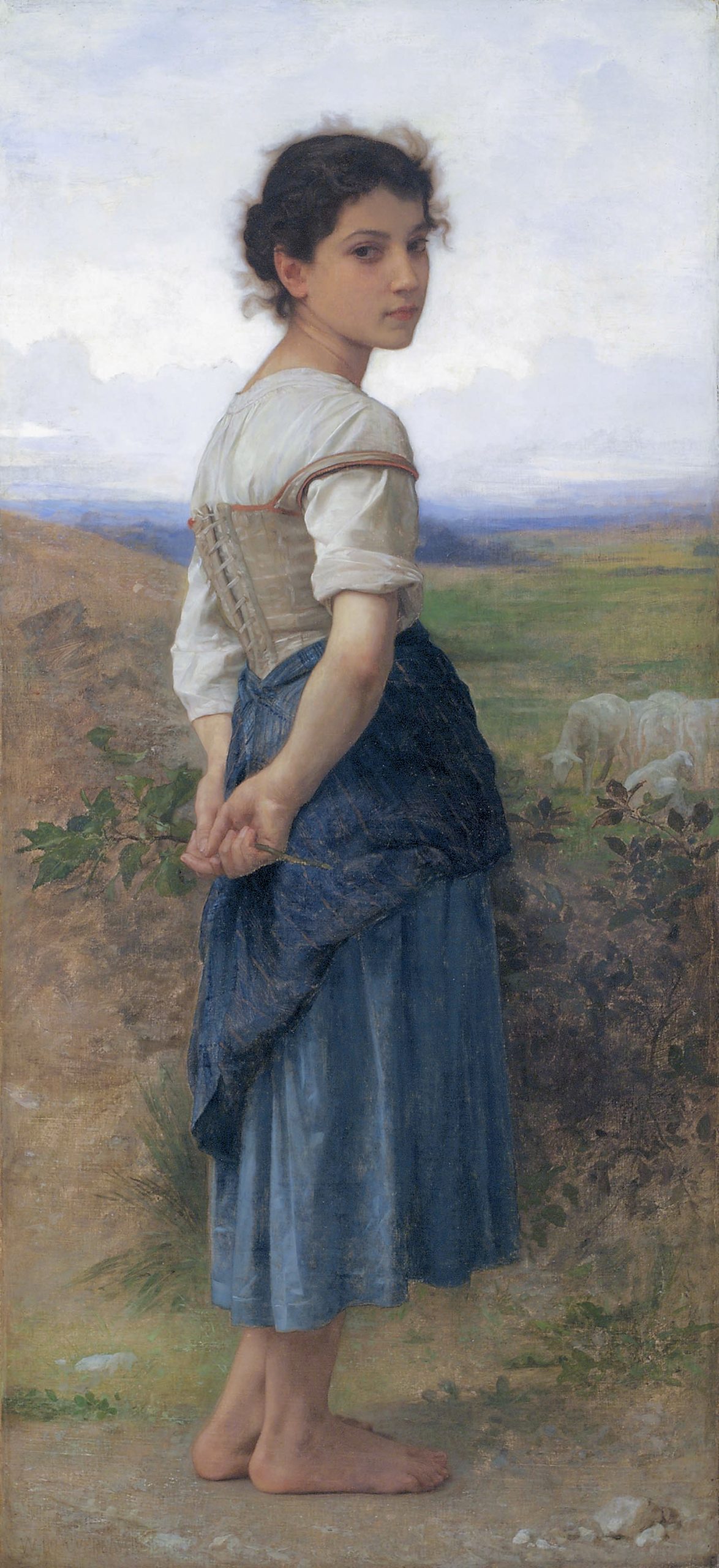 The Young Shepherdess by The Young Shepherdess - William-Adolphe Bougereau, painted in 1855.