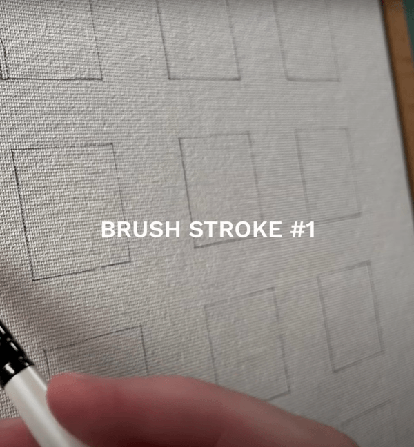 oil painting for beginners: Brush Stroke #1 uses the flat side of the brush and rocks back and forth towards an edge.