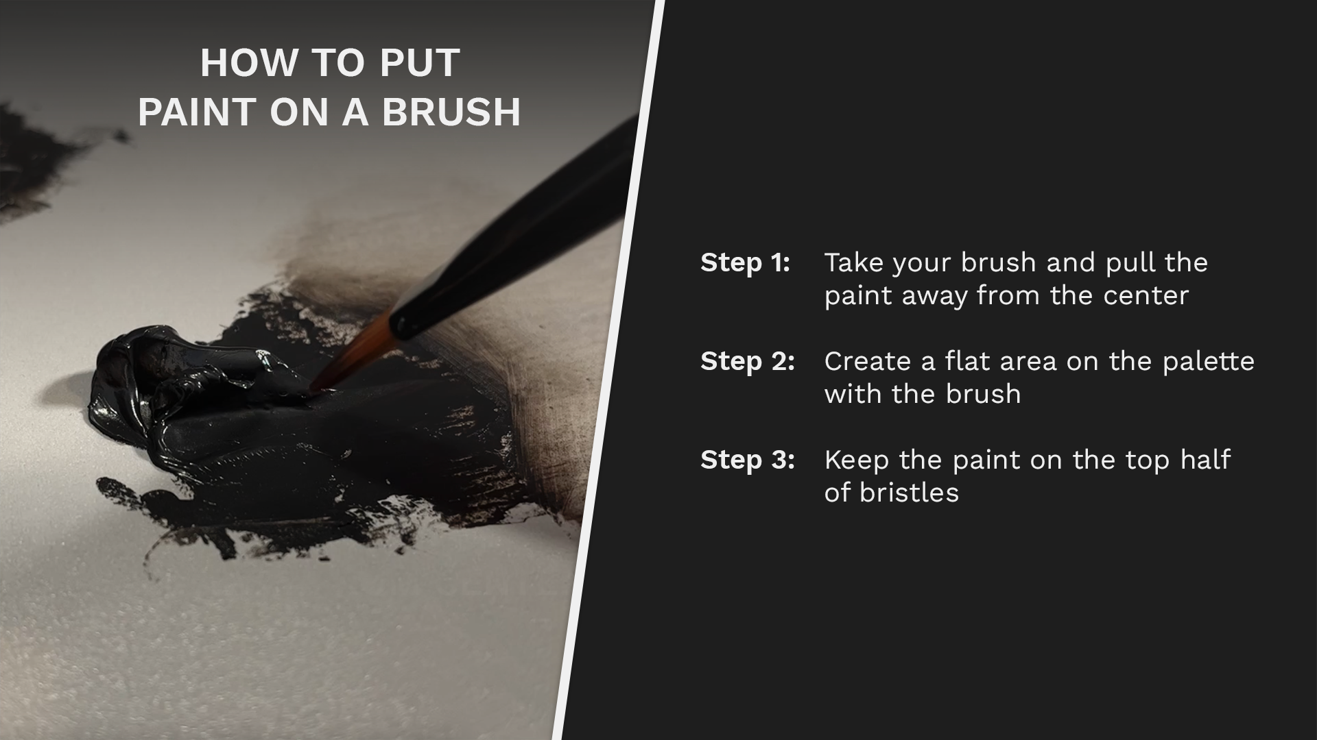 Even learning how to put paint on your brush is a skill to master when learning oil painting for beginners.