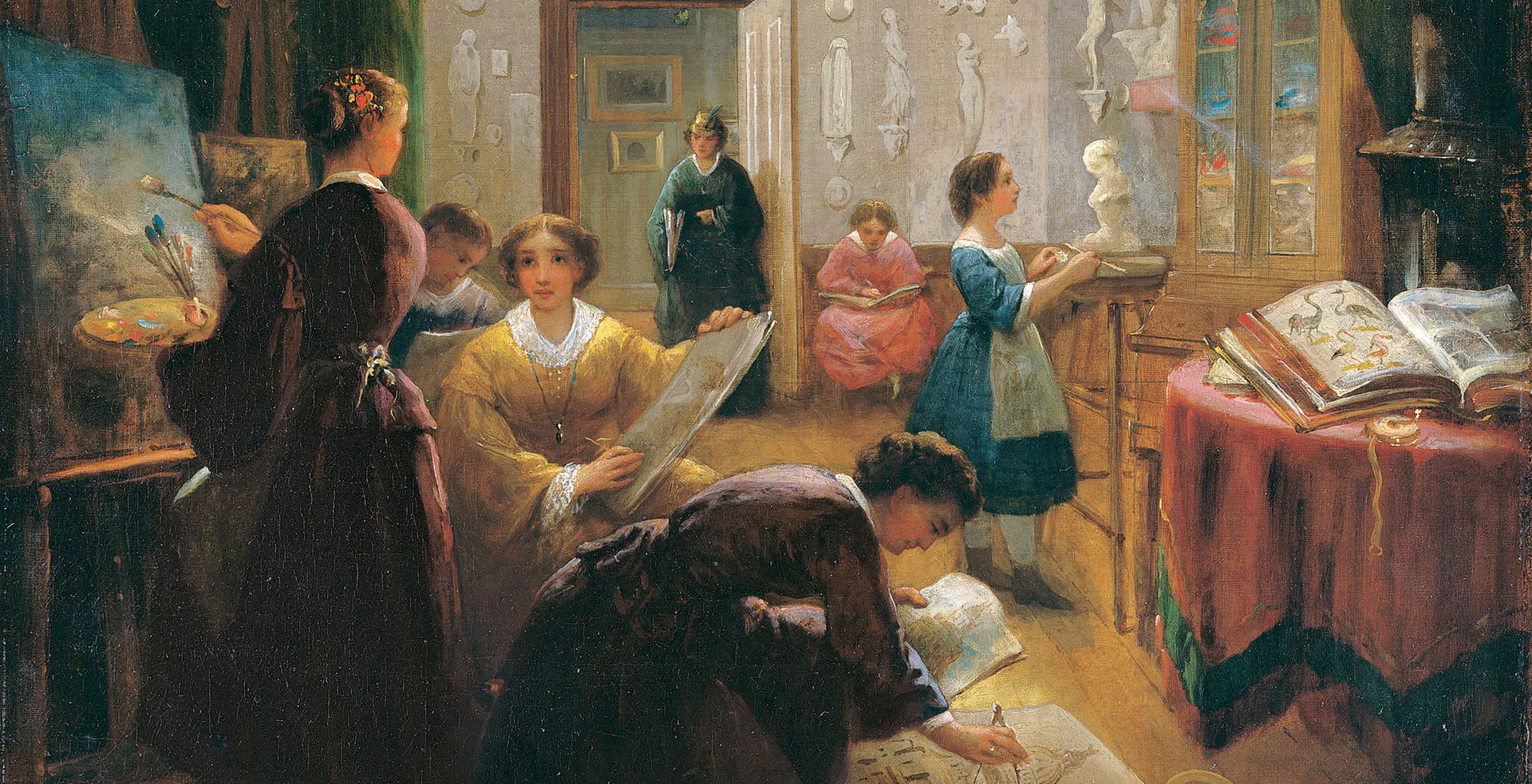 In traditional ateliers, students often don’t touch a paint brush for years. Credit: Women’s Art Class by Louis Lang 1868