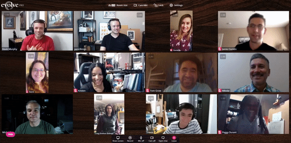 An Evolve chatroom with students and instructors.