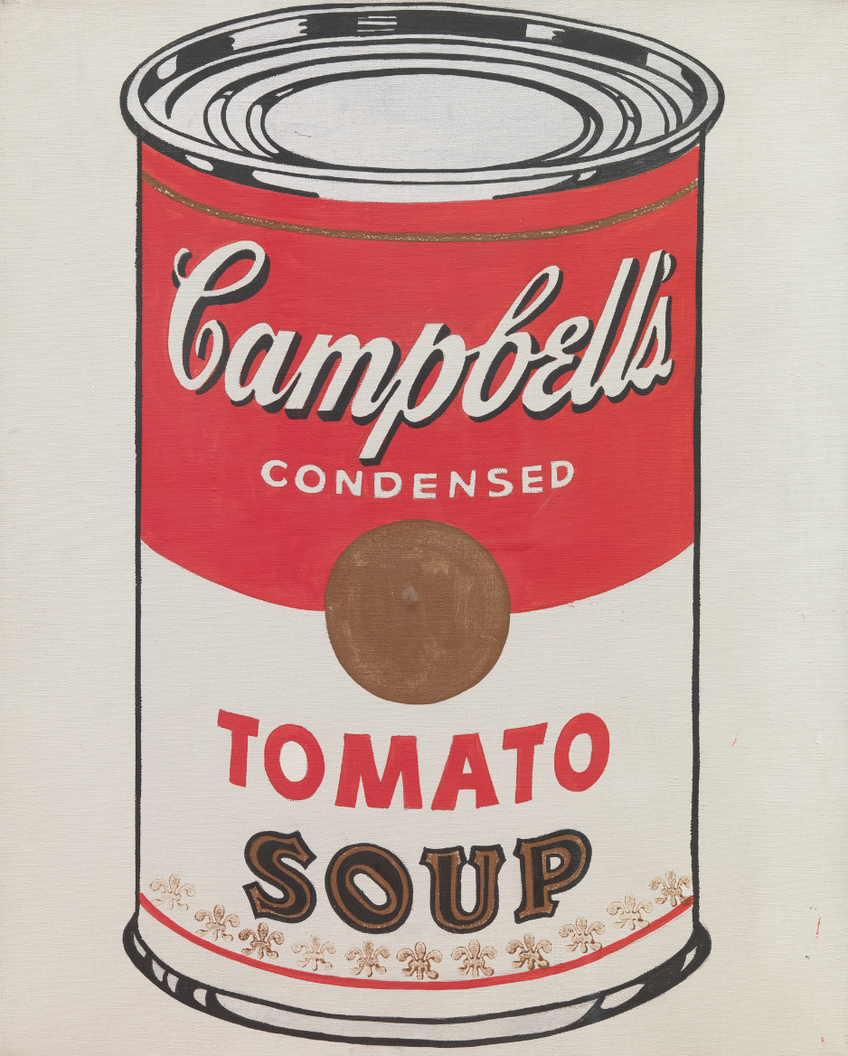 Andy Warhol borrowed significantly from pop culture and daily life in his art, but his message was his own (Campbell’s Soup Cans, 1962)